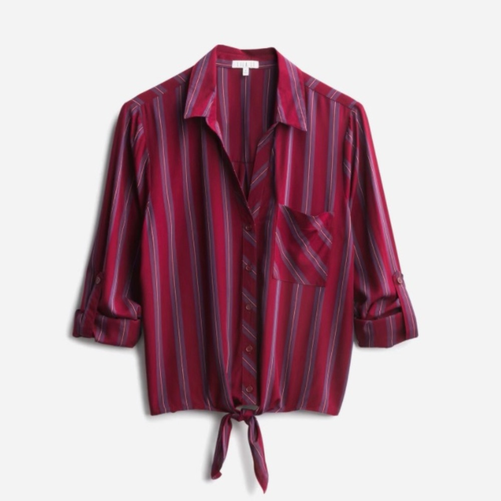 Burgundy tie front top